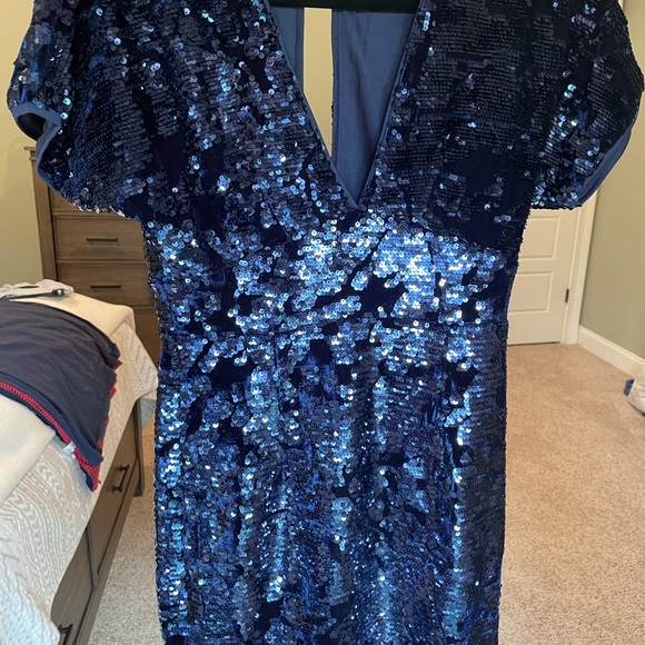 The Clothing Company Navy Blue Sequin Velvet Dress - Picture 6 of 11